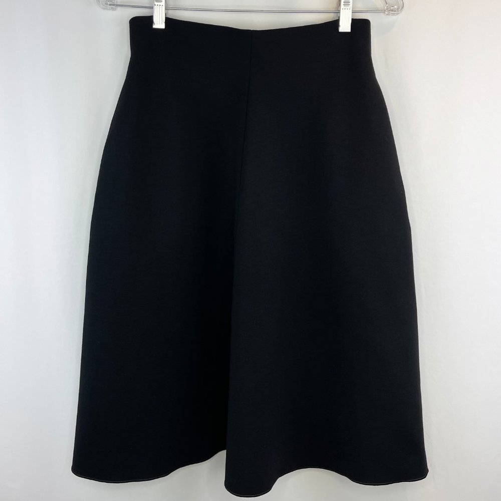 SOLD: Jil Sander Black A-Line High Waisted Wool Blend Skirt - Picture 7 of 10